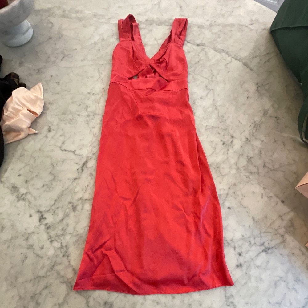 Agent Provocateur pink satin dress with cutouts